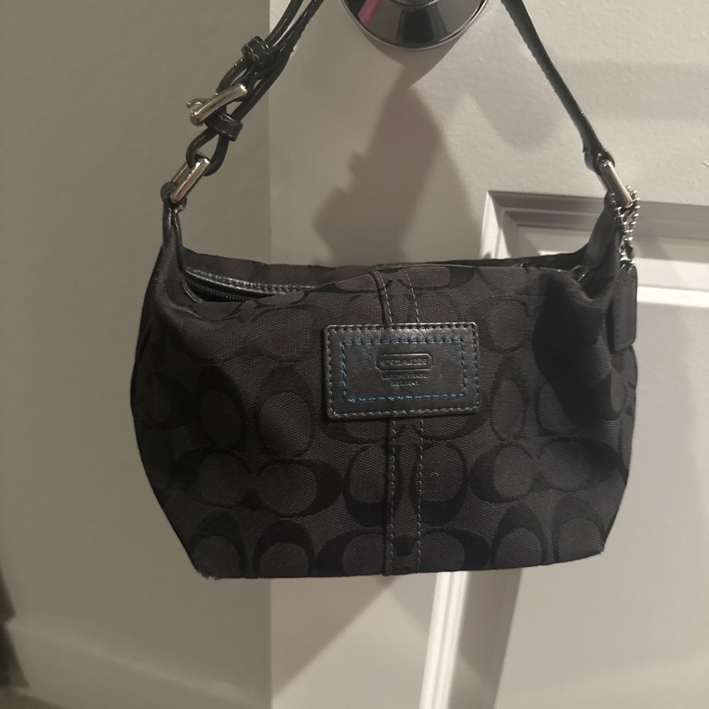 Coach Black Signature Canvas Mini Shoulder Bag